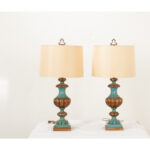 Pair of French Reproduction Painted Lamps