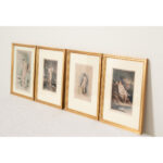 Set of 4 Hand Colored Lithographs of Ladies