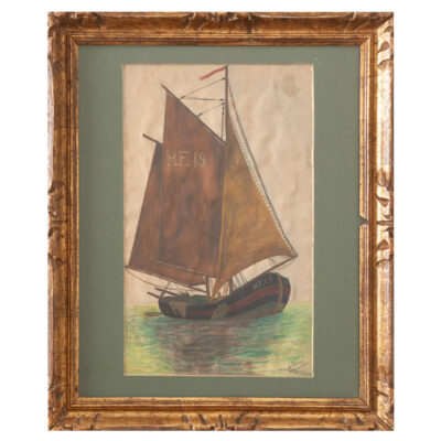 French Framed Painting of a Ship