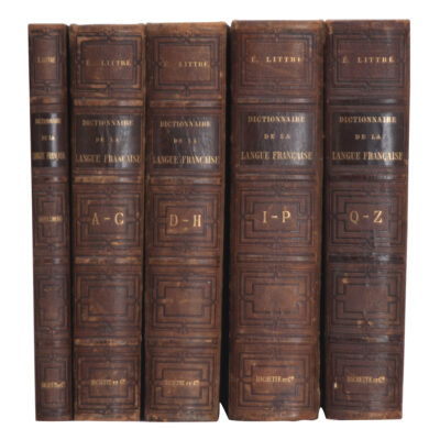 Set of 5 Leather Bound French Dictionaries