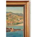French Framed Painting of a Coastal City