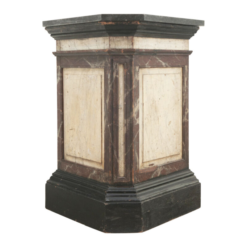 Large Faux Marble Painted Triangular Pedestal