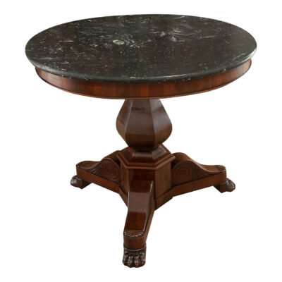 French Restauration Mahogany & Marble Gueridon