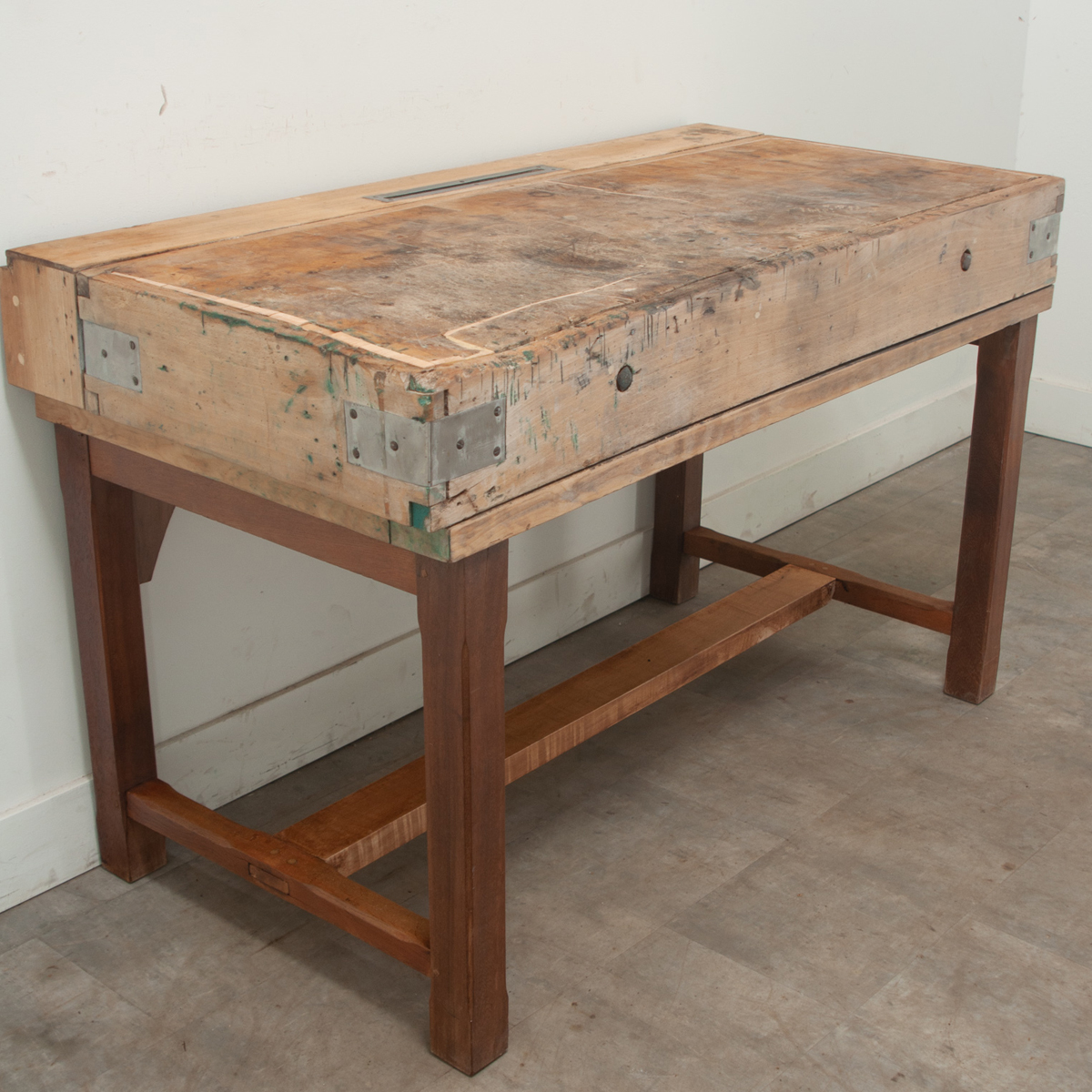 B-COMPANY　テーブル 縦49　横99　高さ40　アンティーク French Oak and Pine Butcher Block Table - Fireside Antiques