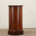 English Round Mahogany & Marble Bedside Table