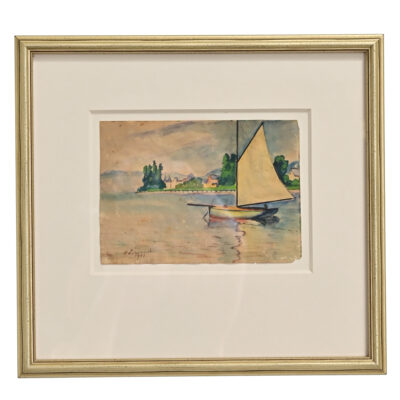 French Antique Framed Watercolor Painting