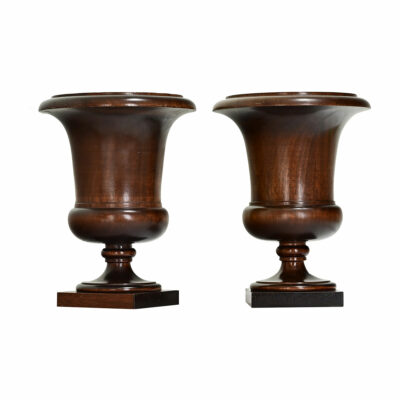 English Pair of 19th Century Walnut Urns