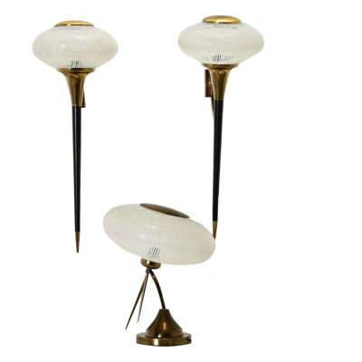 Pair of French Mid-Century Sconces & Table Lamp