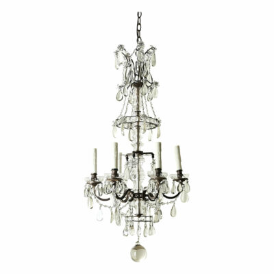French 19th Century Brass & Crystal Chandelier
