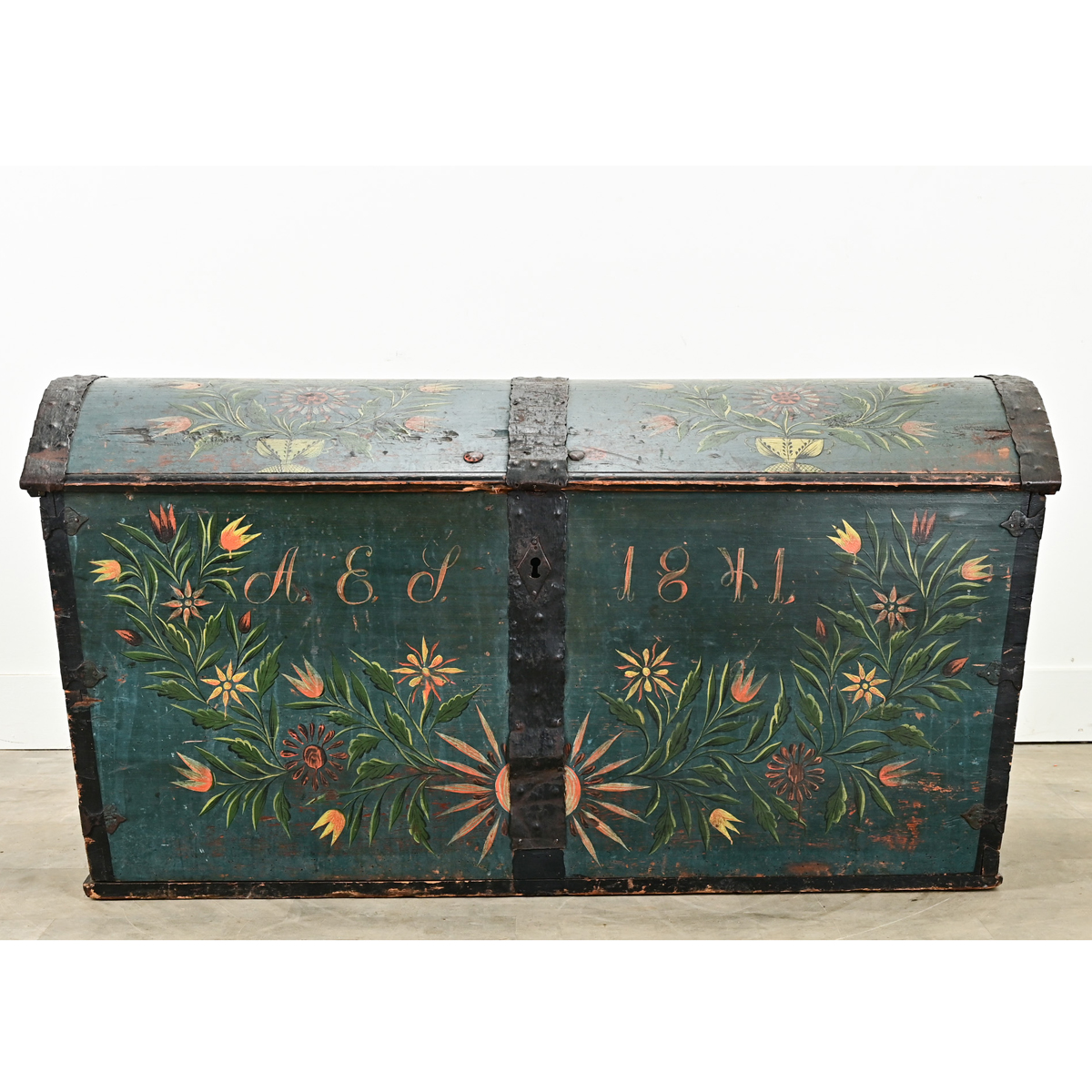 Swedish 19th Century Painted Pine Marriage Trunk - Fireside Antiques
