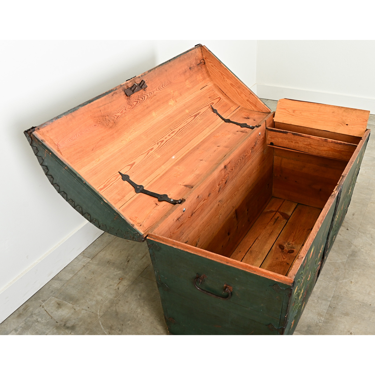 Swedish 19th Century Painted Pine Marriage Trunk - Fireside Antiques