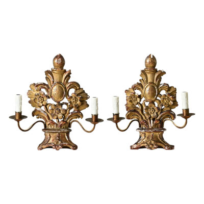 Pair of French 18th Century Gilt Candelabras