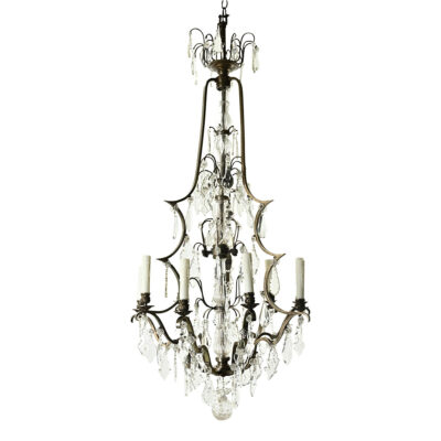 Massive French Brass & Crystal Chandelier