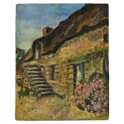 French Vintage Painting of a Homestead
