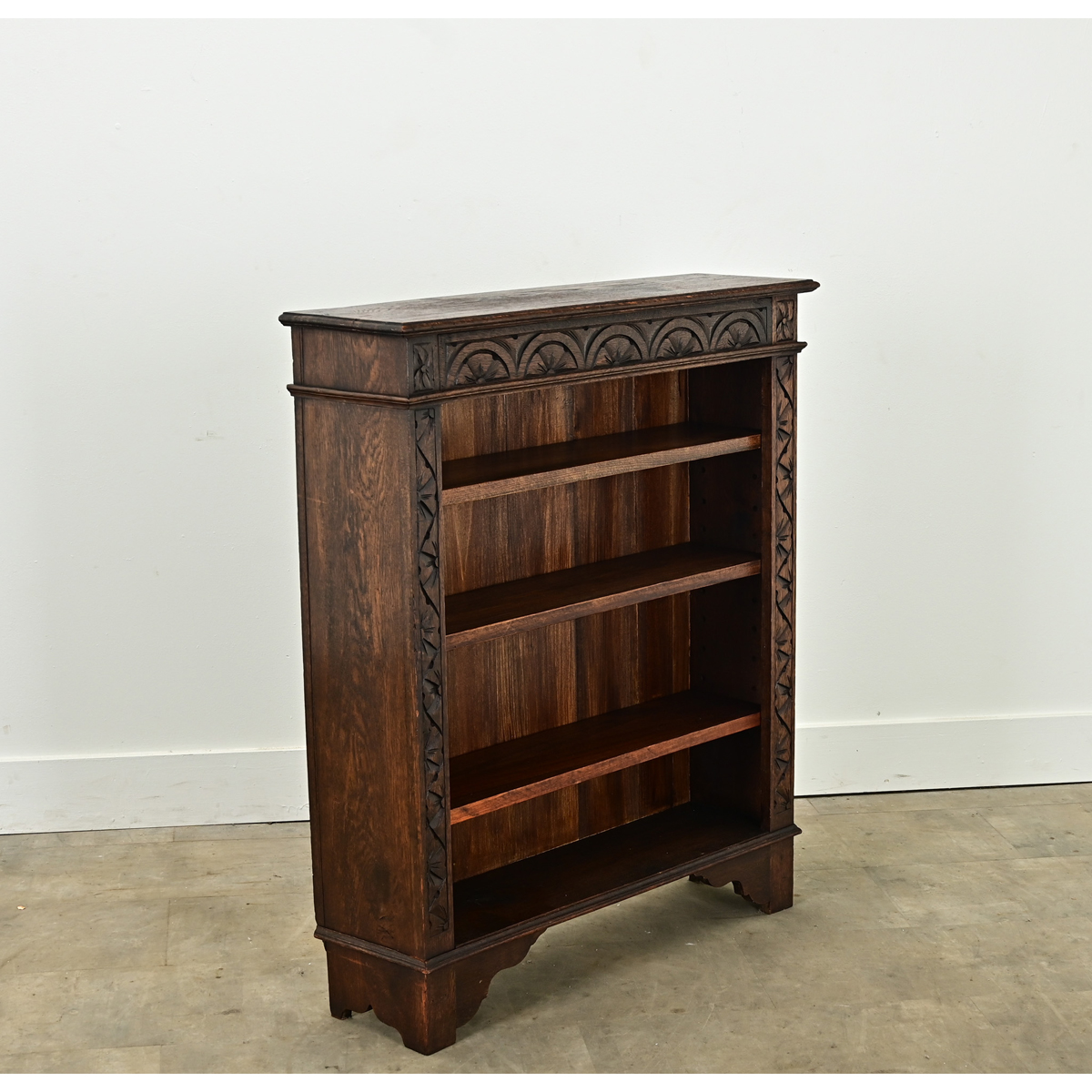 English Jacobean Style Oak Bookcase - Fireside Antiques