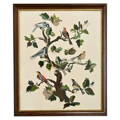 French Vintage Framed Embroidery Panel