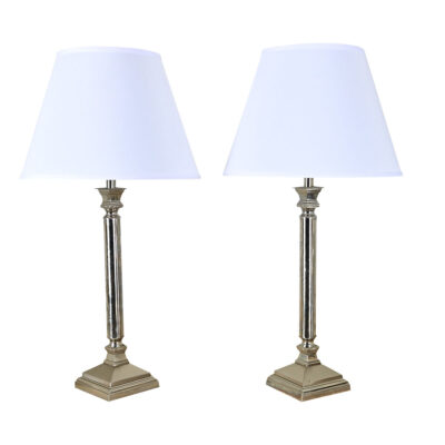 Pair of French Vintage Silvered Table Lamps
