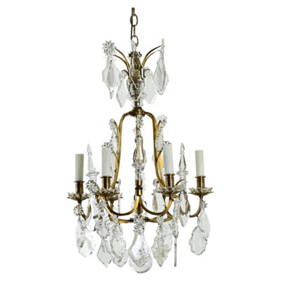 French 19th Century Brass & Crystal Chandelier