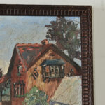 French Vintage Framed Painting of a Homestead