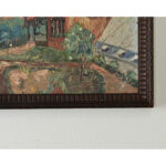 French Vintage Framed Painting of a Homestead
