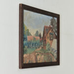 French Vintage Framed Painting of a Homestead