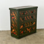 English Chest with Parakeet Decoupage