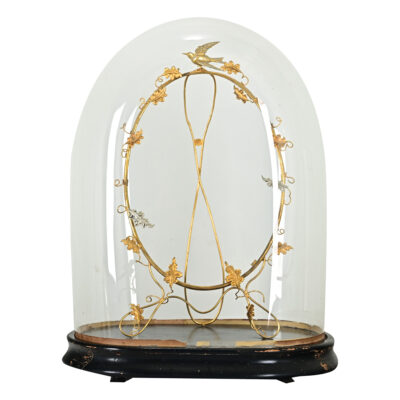 French 19th Century Glass Dome with Brass Decoration