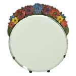 French Vintage Barbola Floral Tabletop Mirror