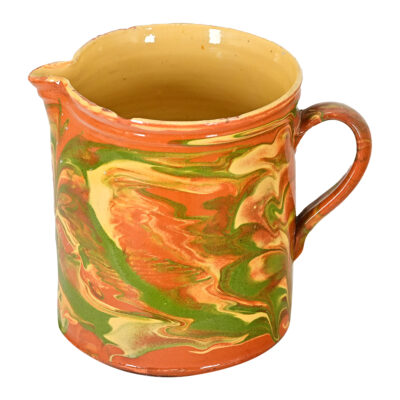 French 19th Century Earthenware Marbled Glaze Pitcher