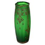 French Art Deco Green Glass Vase