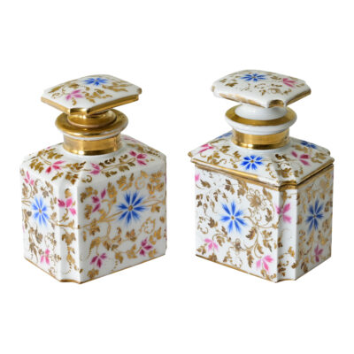 Pair of 19th Century Hand-painted Porcelain Containers