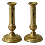 French Pair of Brass Candlesticks 1 French Pair of Brass Candlesticks