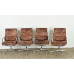 Set of 4 Eames Soft Pad Executive Chairs