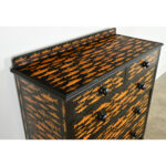 English Ebonized Fish Motif Decoupage Chest