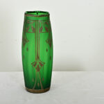 French Art Deco Green Glass Vase