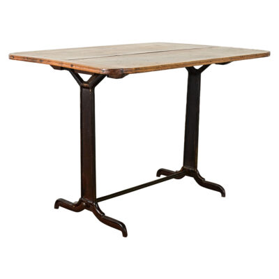 French Vintage Bistro Table with Wood Top