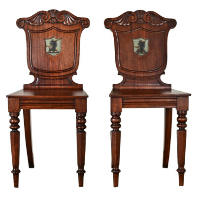Pair of English Regency Mahogany Hall Chairs