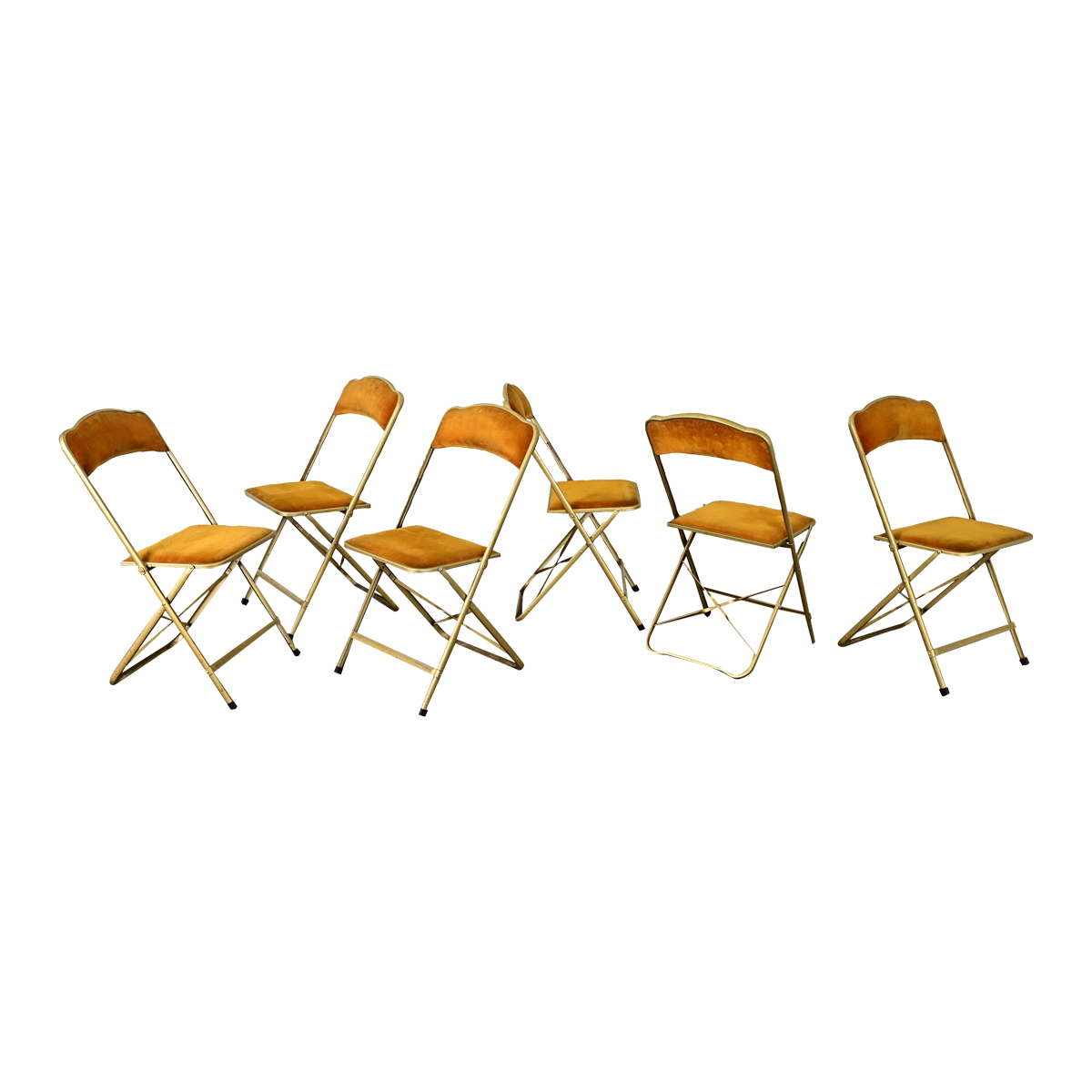 Set of Six Vintage French Folding Chairs Fireside Antiques