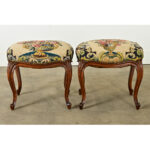 French Pair of Louis XV-style Stools with Needlepoint