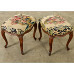 French Pair of Louis XV-style Stools with Needlepoint