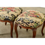 French Pair of Louis XV-style Stools with Needlepoint