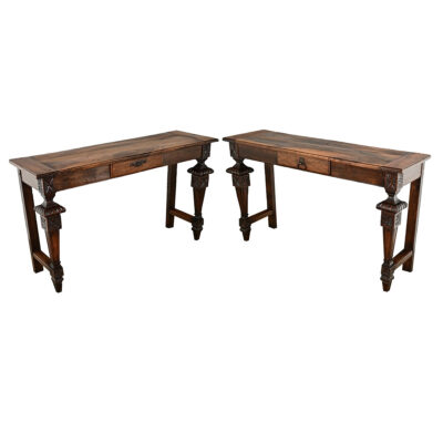 Pair of 19th Century Louis XVI Walnut Consoles