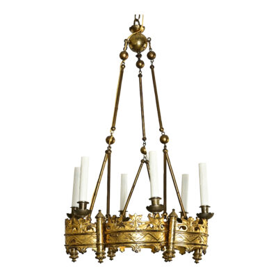French 19th Century Gothic Style Brass Chandelier