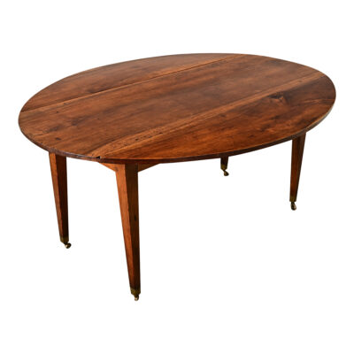 French 19th Century Oval Walnut Drop Leaf Dining Table