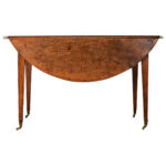 French 19th Century Round Walnut Drop Leaf Dining Table