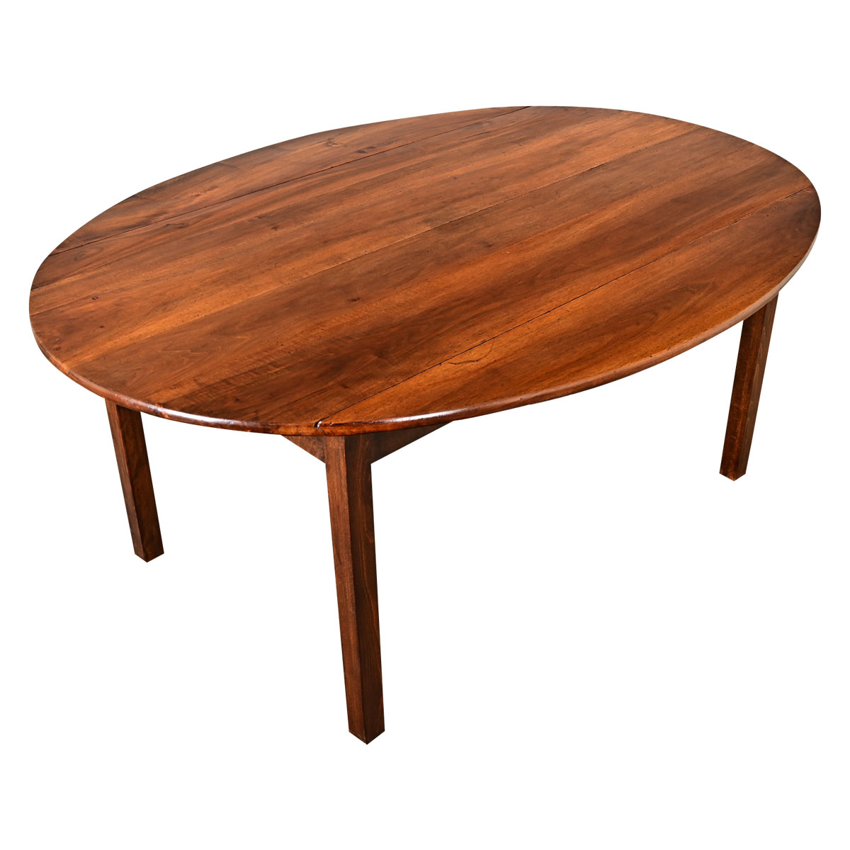 French 19th Century Oval Walnut Drop Leaf Dining Table - Fireside