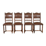 French Set of Four Carved Oak Dining Chairs