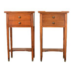 French Pair of Reproduction Fruitwood Bedside Tables