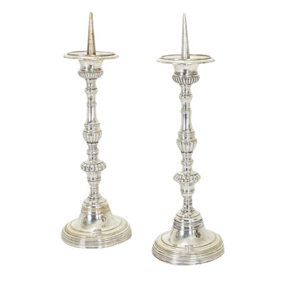 Pair of French 19th Century Silver Plate Candlesticks