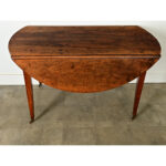 French 19th Century Round Walnut Drop Leaf Dining Table